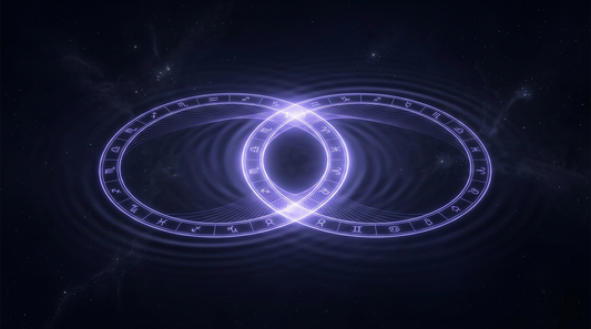 Dos anillos entrelazados sobre un mar de nebulosa, la compatibilidad de los signos de agua