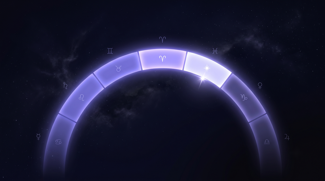 Arco de luz dividido en siete segmentos con uno brillando más que el resto, el horóscopo semanal personalizado