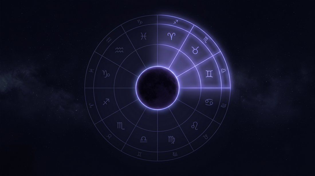 Luna negra con borde de luz dentro de una casa de la rueda astrológica, Lilith en las casas