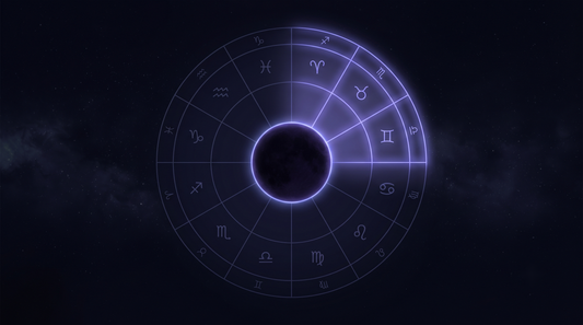Luna negra con borde de luz dentro de una casa de la rueda astrológica, Lilith en las casas