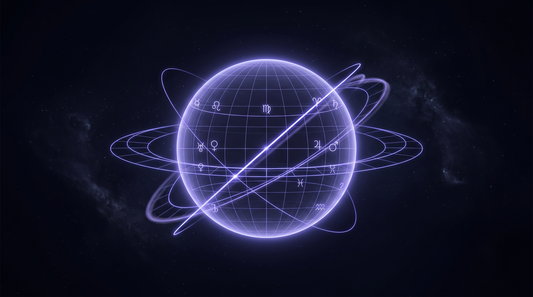 Globo con una línea planetaria nítida junto a su copia desplazada y difusa, el efecto de la hora exacta
