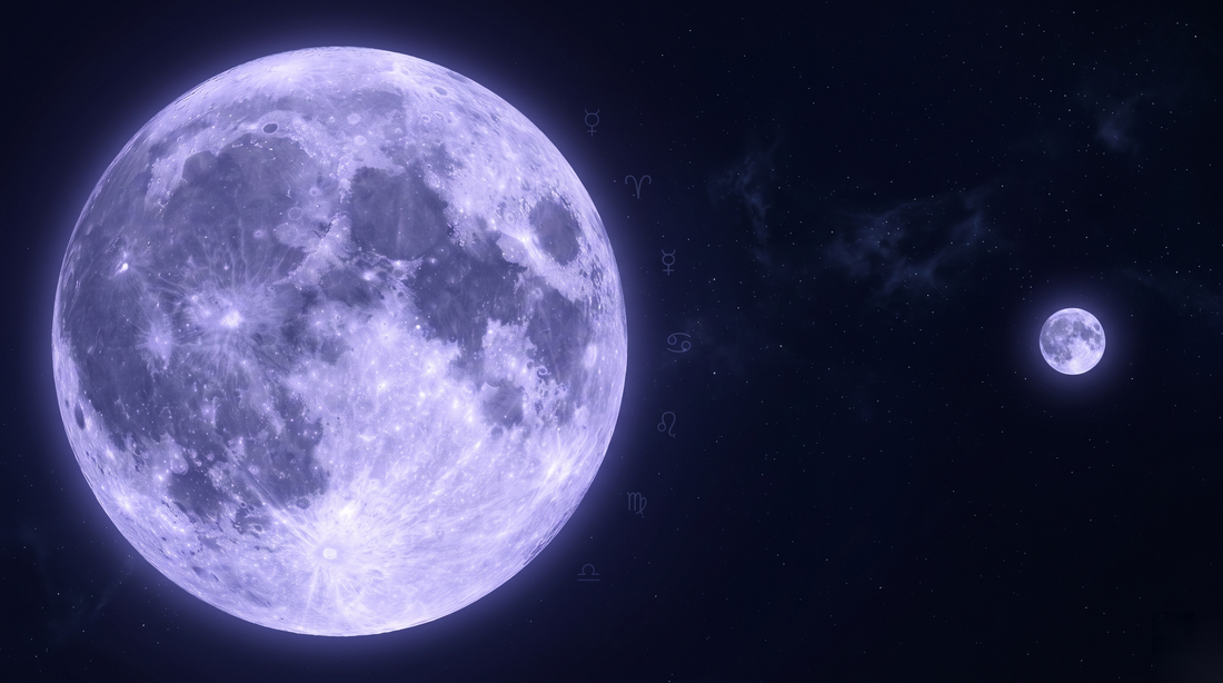 Una superluna enorme y luminosa junto a una microluna diminuta y lejana