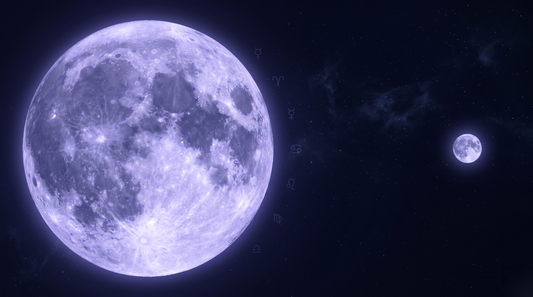 Una superluna enorme y luminosa junto a una microluna diminuta y lejana